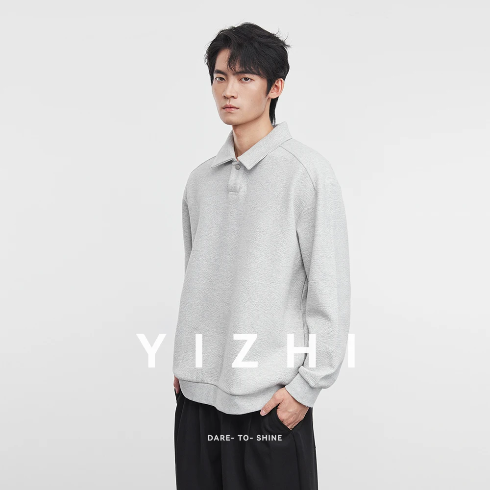 2025 Autumn New Men's Fashion Polo Shirt Lapel Sweatshirt Loose Solid Color Long Sleeve T-shirt Top Men Business Casual Pullover