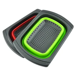 Rectangular Fruit Vegetable Portable Folding Basket Handles Extendable Kitchen Collapsible Strainer For Sink Colander
