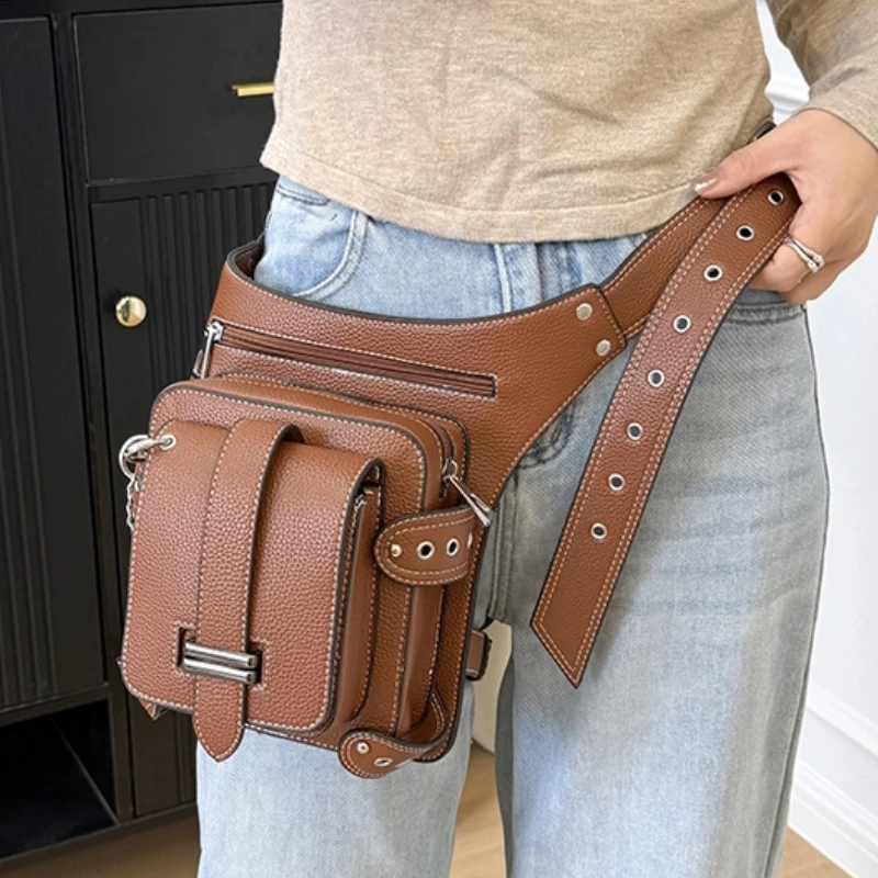 pu-retro-outdoor-gym-bag-men's-women's-leg-bag-travel-climbing-waist-bag-cycling-motorcycle-phone-pouch-camping-shoulder-bag