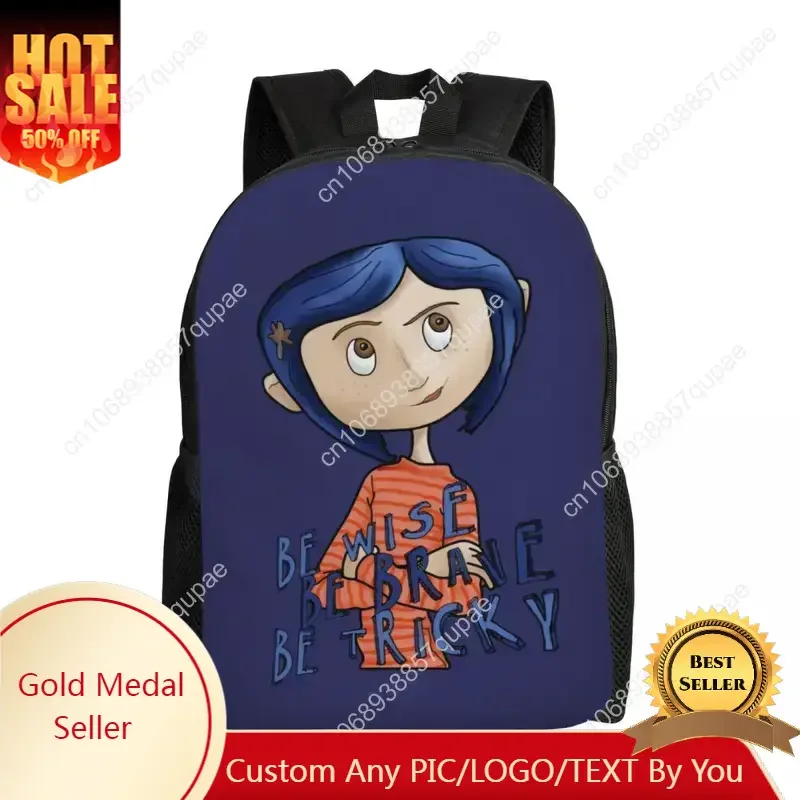 

Custom Coraline Horror Film Backpack for Women Men School College Student Bookbag Fits 15 Inch Laptop Bags