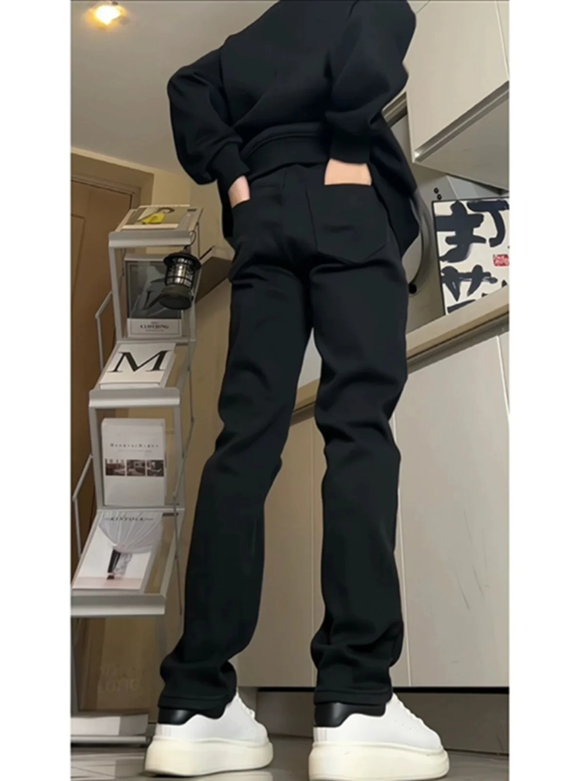 

Bla Straight Leg Jeans Men's Spring Tall Leg Lengthening Cleanfit Slimming Casual Long Pants mid Low Waist Zipper Closure