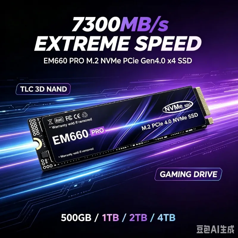 EM660 M.2 NVMe SSD 7300MB/s TLC 3D NAND 2280 Internal Solid State Drive 500GB‑4TB For PS5 Gaming Desktop Laptop PC Storage