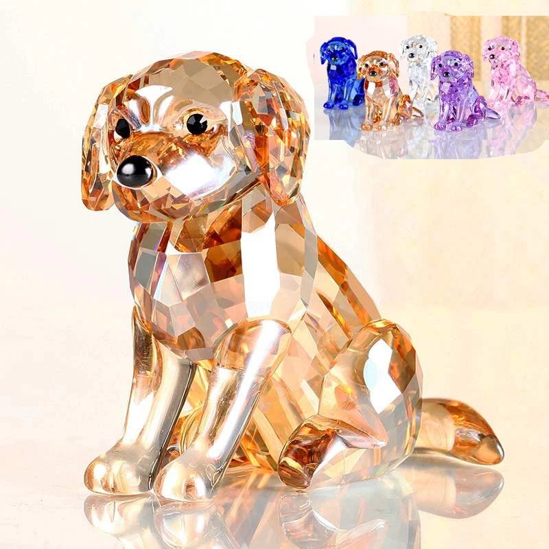 High grade crystal Decorative gift present HOME CAR company shop business good luck Wealth lovely 3D dog Carving