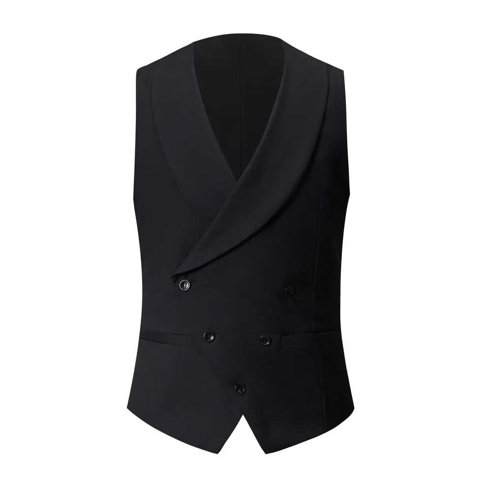 Mens Vests Europe and America Stylish High Quality Slim Fit Business Wedding Dress Waistcoat Gilet Homme Black