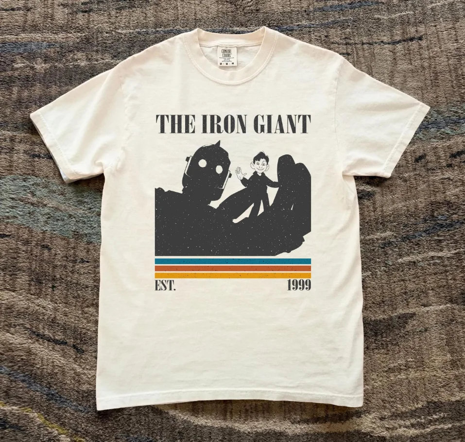 

Plus Size Summer Women's Vintage The Iron Giant Movie T-Shirt Cotton Breathable Stylish Versatile Street Style Oversized