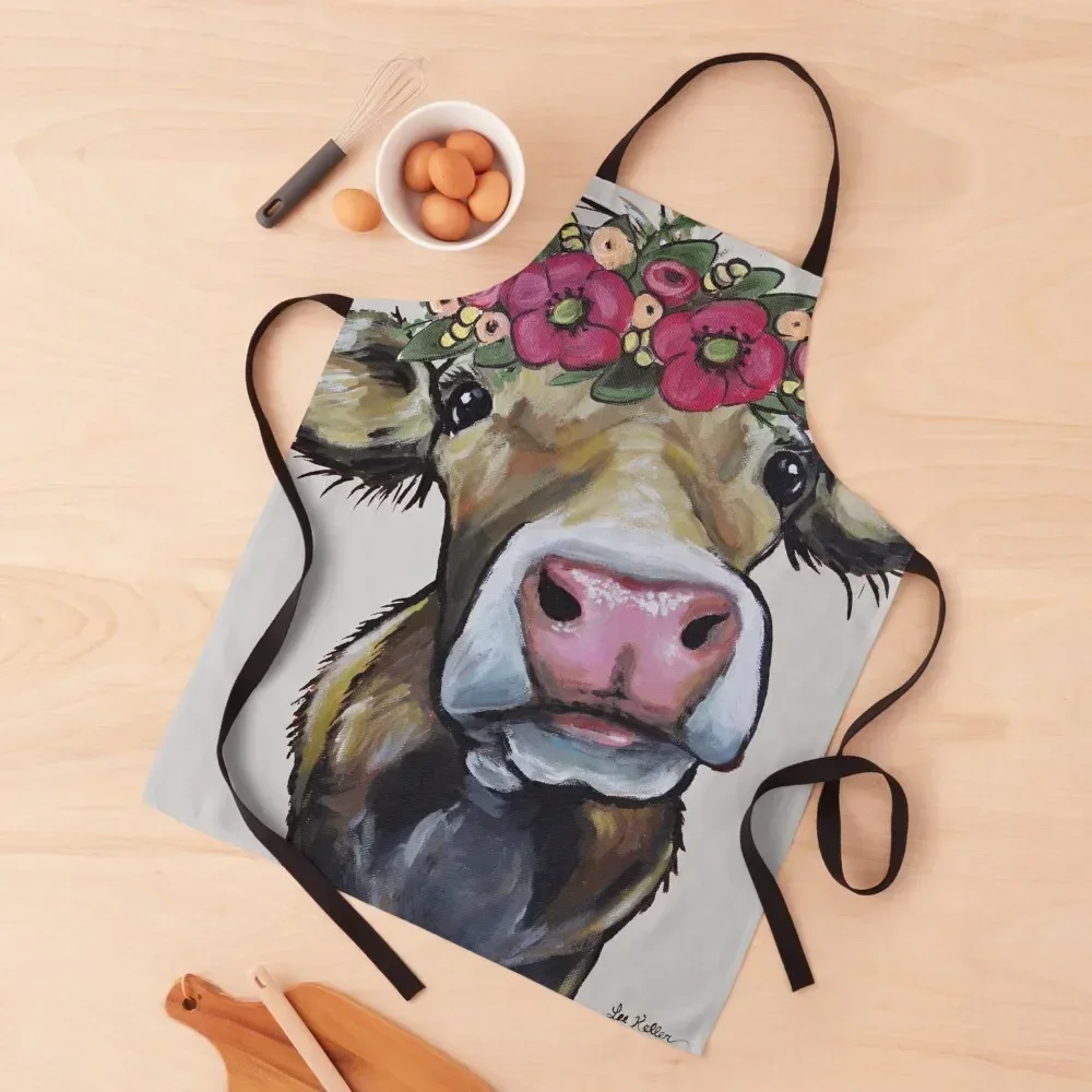 Copy of Cow Art, Hazel the Cow Apron Kitchen Things Novelties Kitchen And Home Kitchen Kawaii Accessories household woman Apron