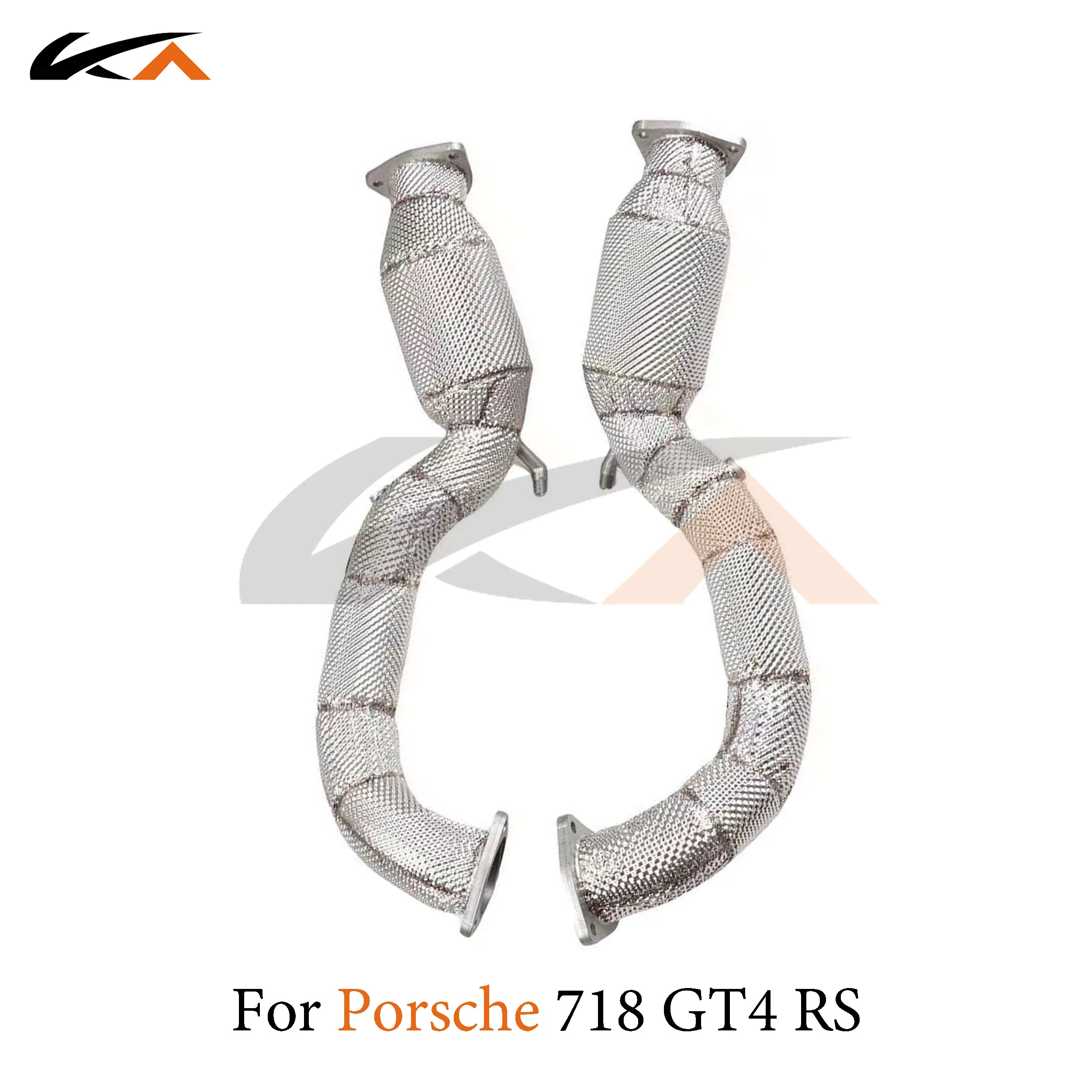 KA Tuning exhaust system header stainless downpipe for Porsche 718 GT4 RS 4.0 axle pipe performance catalysis heat shield