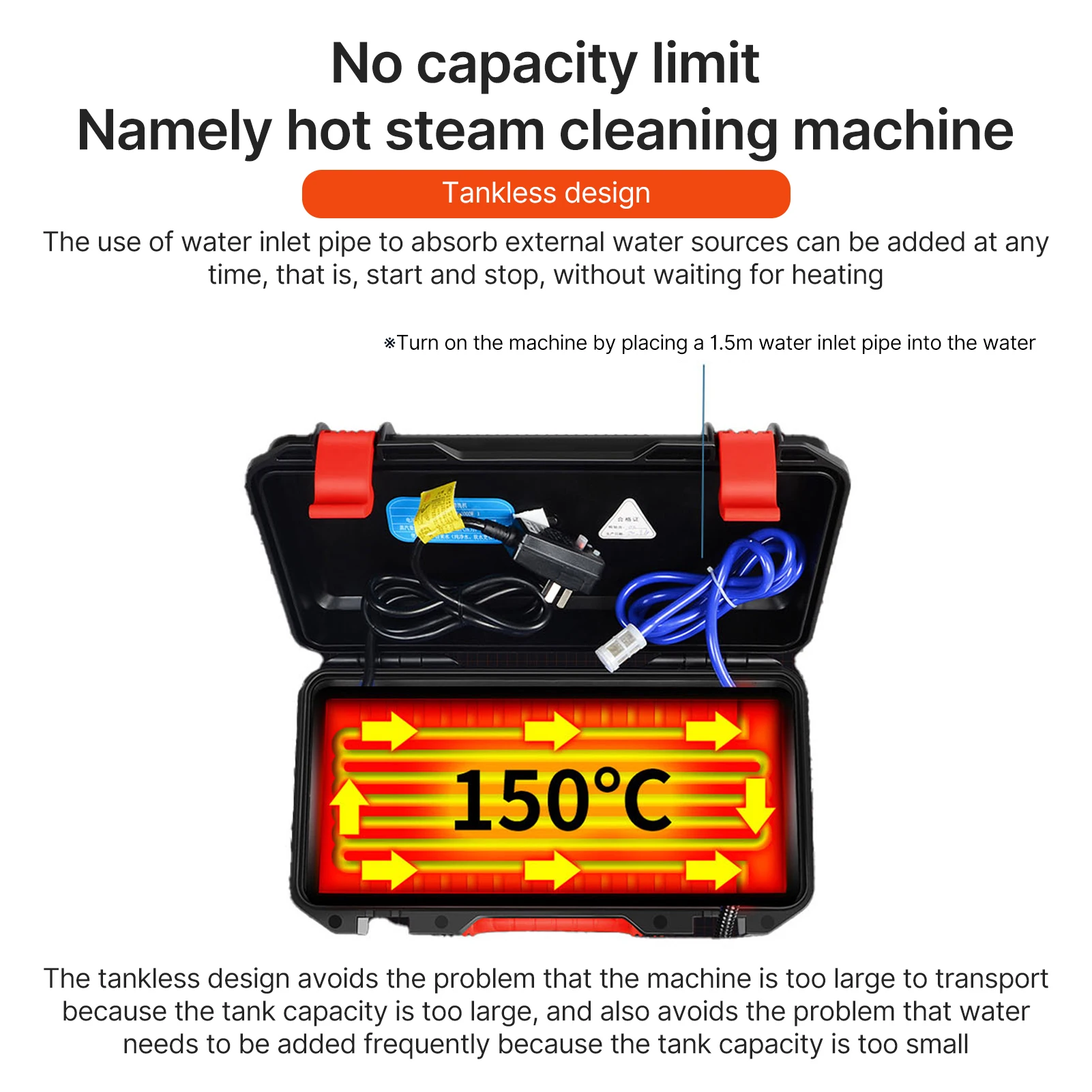 1500W Smart Steam Cleaner Voice Broadcast & LED Light 3-Temp Cold/Hot Steam with 10 Accessories for Kitchen Bath Car Deep Cleani