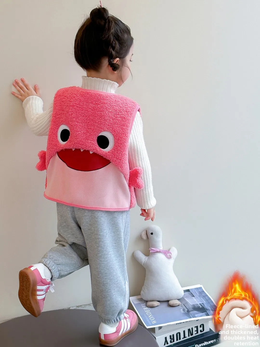 

Жилет Thiened Fce ark для девочек, теплый осенне-зимний жилет с героями мультфильмов, детский теплый топ на бретелях с v-образным вырезом, одинарный...