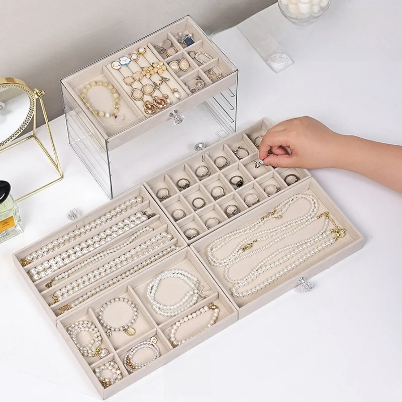 

Luxury Velvet Jewelry Box Der Sle Storage Organizer for Rings Earrings Nelaces Bracelets And Other Accories