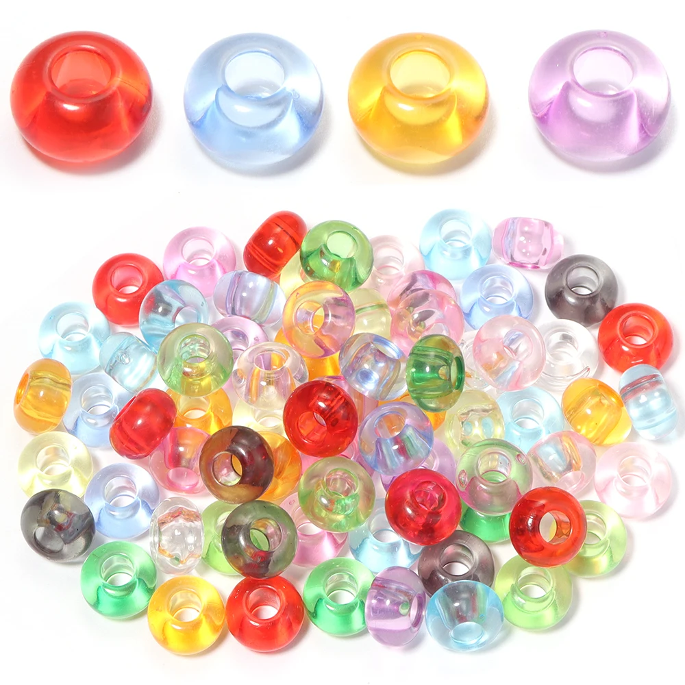 50 Stück/Set Transparente Bunte Rad-Acrylperlen mit Großem Loch Lose Abstandsperlen für DIY-Handarbeiten Schlüsselanhänger Armband Schmuckherstellung – Detail 5
