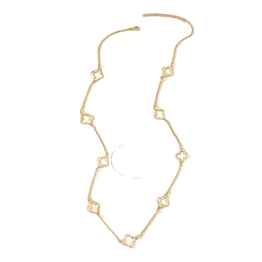 الفولاذ المقاوم للصدأ المرأة قلادة عصرية الحد الأدنى الجوف أربع أوراق البرسيم سلسلة الترقوة تنوعا وصول جديد