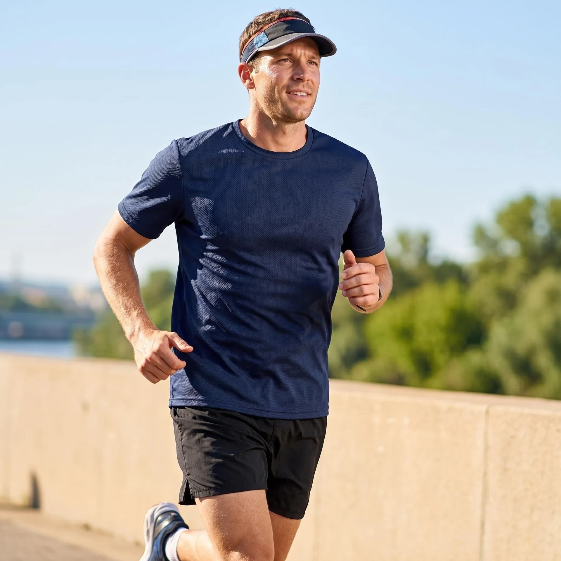 Men's Summer Men's Loose Quick-Drying Sports Breathable Elastic T-Shirt Short Sleeves