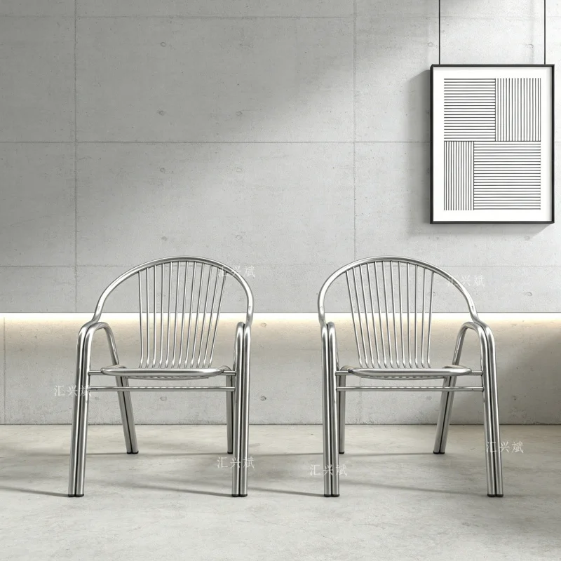 

Commercial Stainless Steel Double-Tube Backrest , Special Dining Chair For Food Stalls And Barbecue Restaurants, Outdoor Ba
