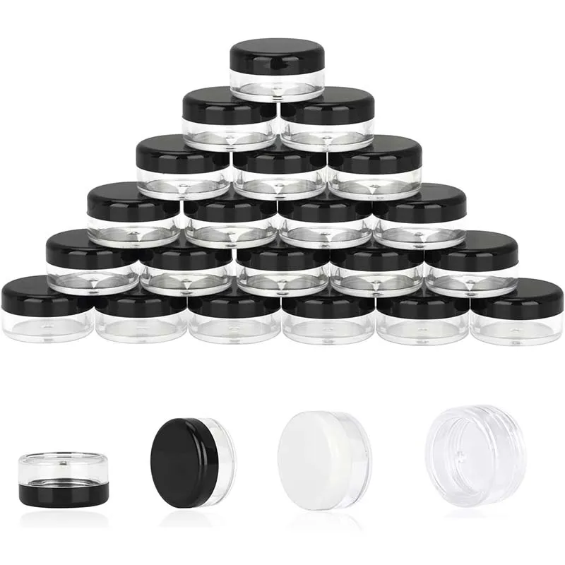 

100pcs Empty Plastic Cosmetic Jar for Travel Small Sample Bottles Cream Lip Balm Containers 2g 3g 5g 10g 15g 20g