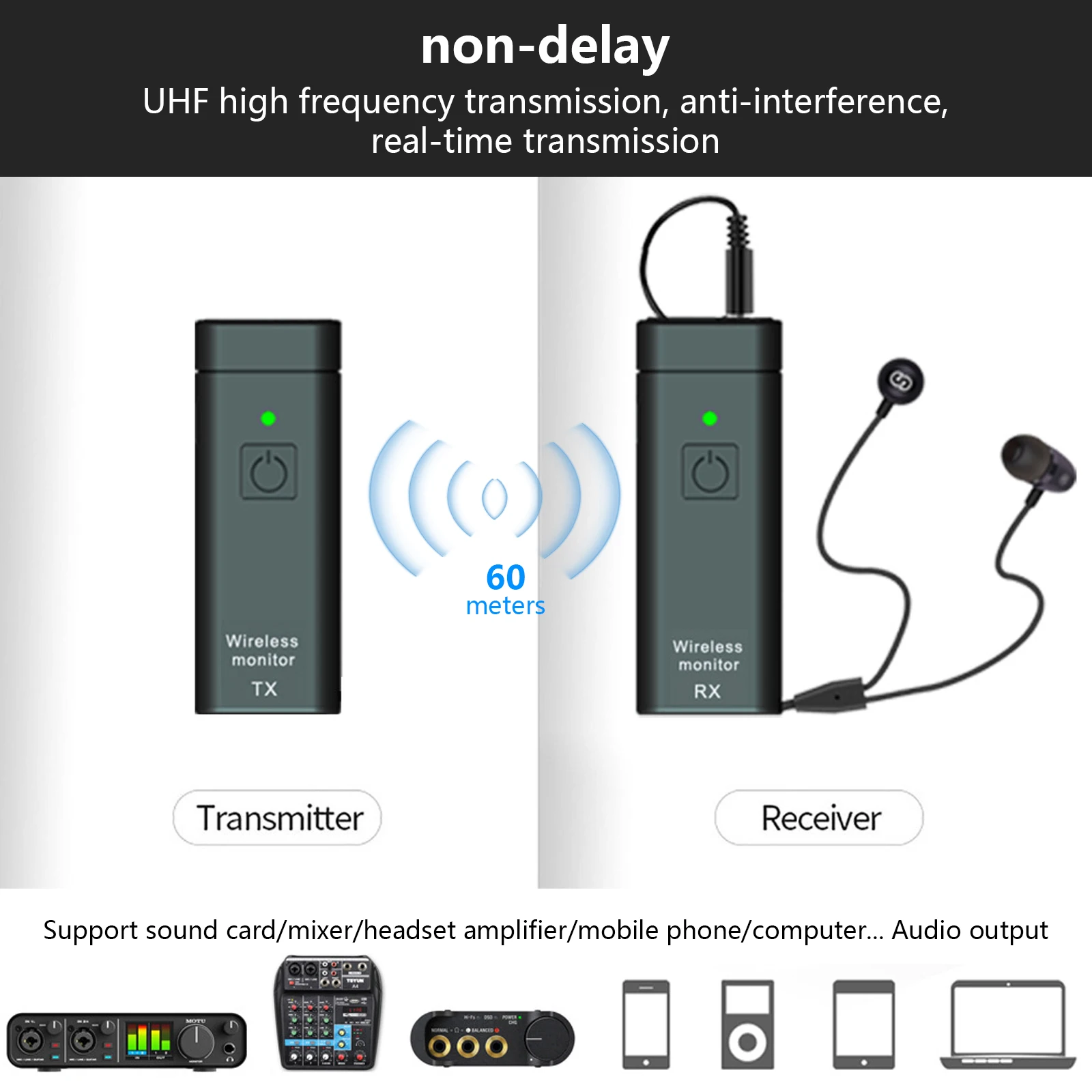 

Беспроводная система наблюдения за наушниками в ушах профессиональная система IEM стерео передатчик приемник UHF FM без задержки одновременная