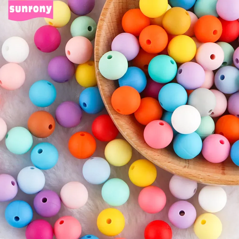 Sunrony 15mm 50pcs/Lot Silicone Beads For Jewelry Making DIY Baby Food Grade Round Fashion Beads DIY Pacifier Chain Accessories