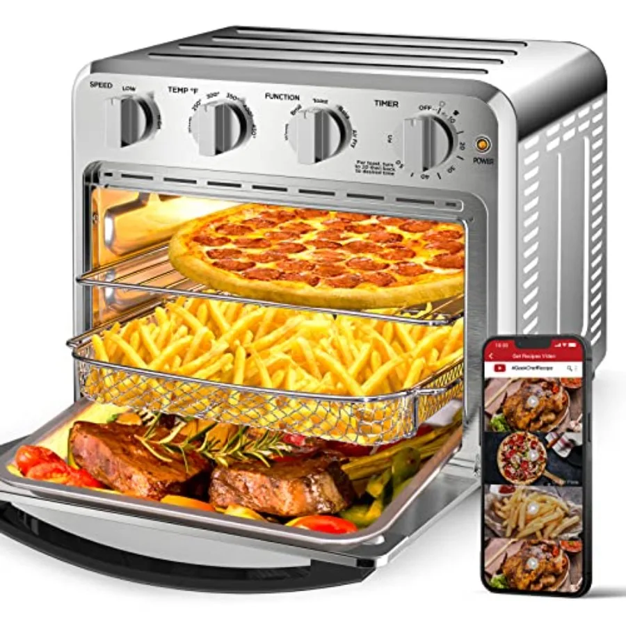 Air Fryer Toaster Oven Combo, 16QT 5-in-1 Toaster Ovens Countertop, Convection AirFryer with Bake, Air fryer and Toaster, Broil