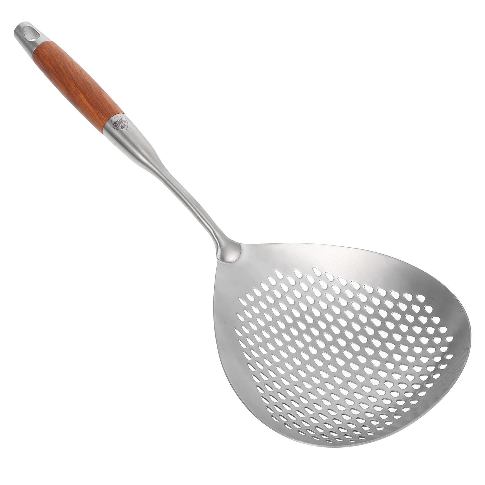 

H Ladle Large Slotted Spoon Strainer Kitchen Tool Stainless Steel Wood Grip Pasta With H Pot