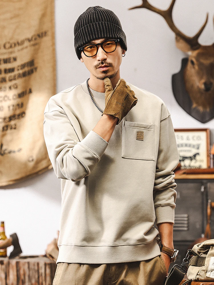 American Retro 0g Heavyweight Sweatirt Men's Spring Autumn Sle Simple Loose Casual Top for Youth Cotton Polyester Blend