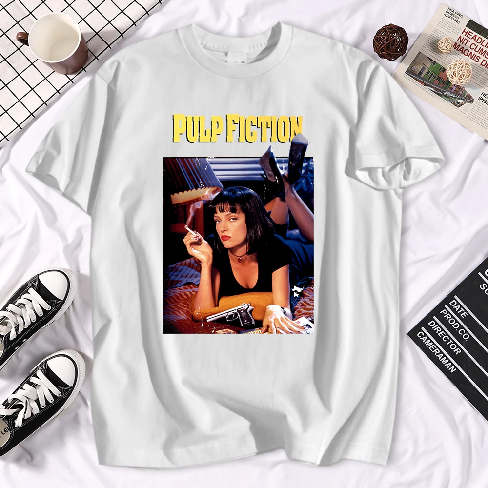 Film Pulp Fiction,Poster Graphic Tshirts Men Women Summer Casual Short Sleeve Tops Tshirts Tops Harajuku Y2k Clothes Streetwear