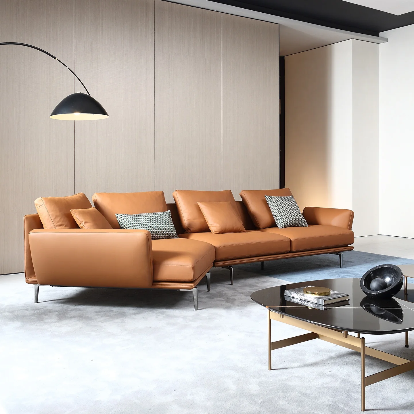 # Italian Minimalist Luxury Leathaire Fabric Living Room Sofa Set Modular 3 4-seater Villa Apartment Hotel Corner Sofa