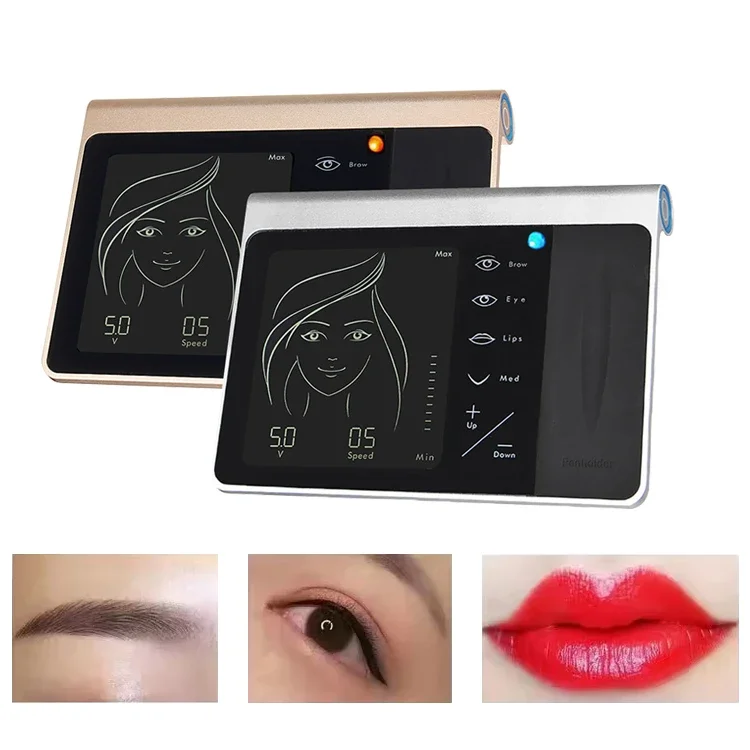 High Quality Microshading Permanent Makeup Machine Set Gold & Sliver Digital Permanent Tattoo Lips Eyebrows Eyeliners Machine