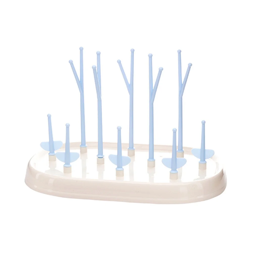 رف تجفيف الطفل، حامل تخزين قابل للفصل، منظم تغذية متعدد الوظائف مع صينية عميقة، فروع مرنة، مادة آمنة #4