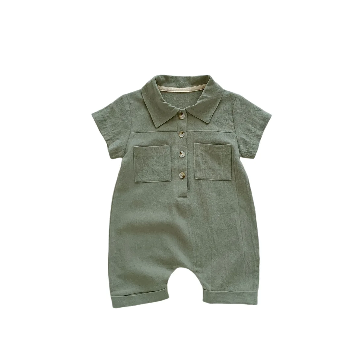 New In Summer Handsome Boys Short Sleeve Solid Color Outwear Infant Newborn Cotton Jumpsuits Toddler Kids Baby Romper