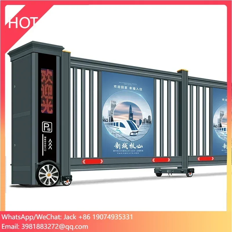 Automatic Sliding Fence Gate Industrial Barrier Gate Aluminum Retractable Advertising Sliding Gate