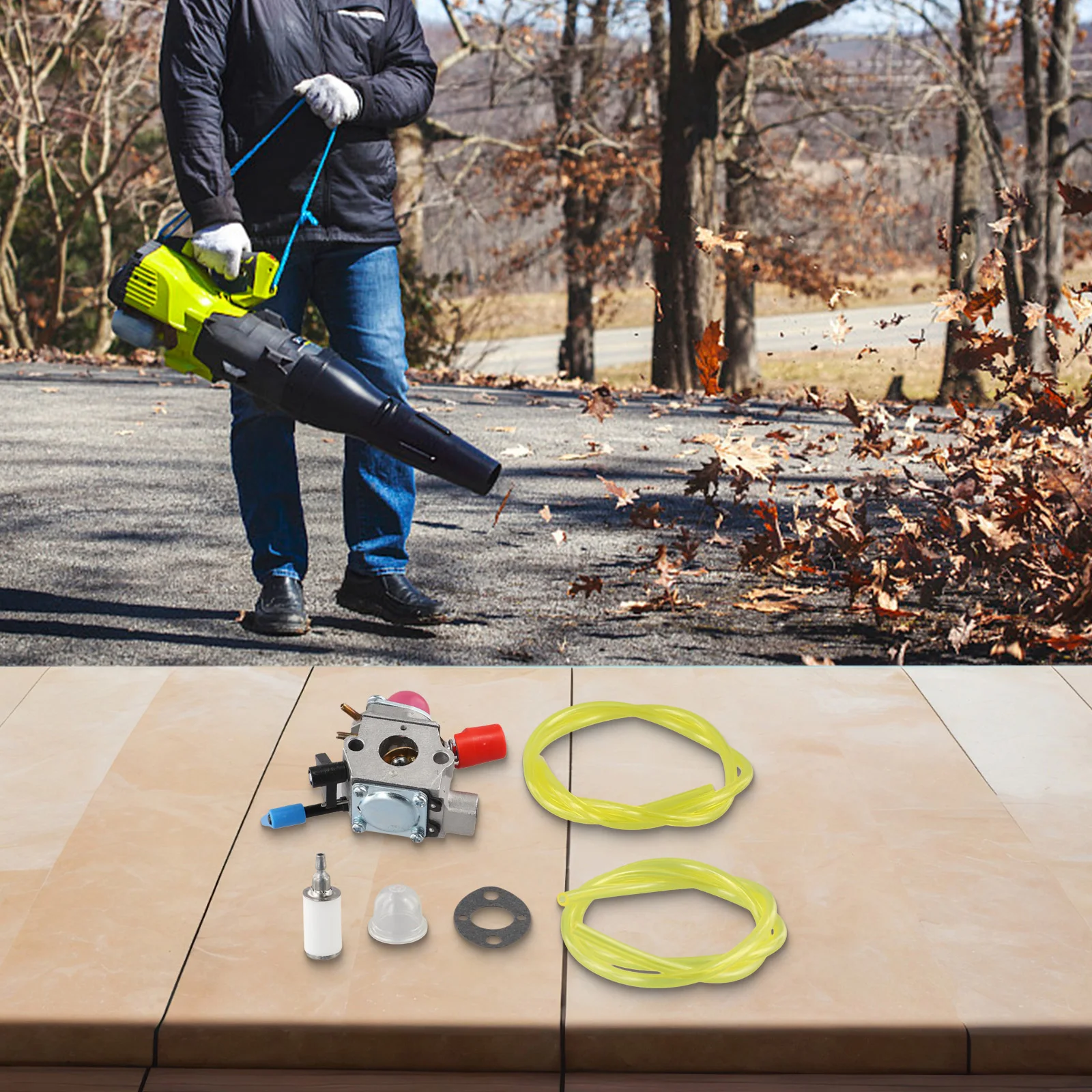 Carburetor Kit for BVM200LE 25CC Gas Blower PBV200LE Pro Leaf Blower Complete Replacement with Essential Components