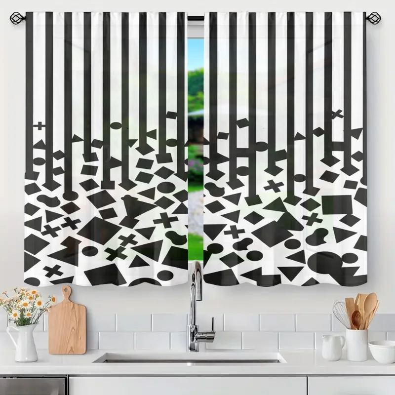 Abstract Black and White Geometric Pattern Curtain Shower Curtain Modern Home Decor Window Privacy Filter Striped Design