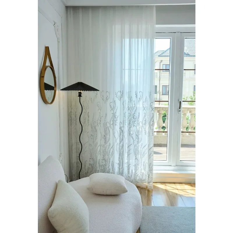 French Embroidery Light Luxury Romantic Light-impermeable Window Screen Living Room Bedroom Balcony Curtain