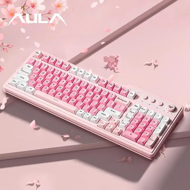 

AULA F3099 Трехрежимная беспроводная игровая клавиатура, раскладка с 99 клавишами, крутые световые эффекты RGB, многофункциональные ручки, эргономичный дизайн