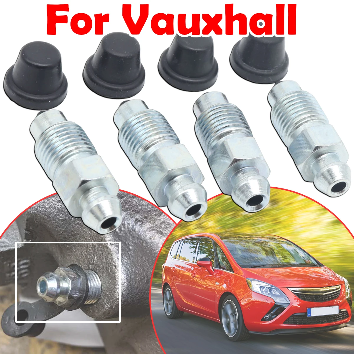

Front Rear Bleeder Valves and Rubber Dust Caps Left Right Caliper Bleed Nipple Screw Repair For Vauxhall Corsa Astra Insignia