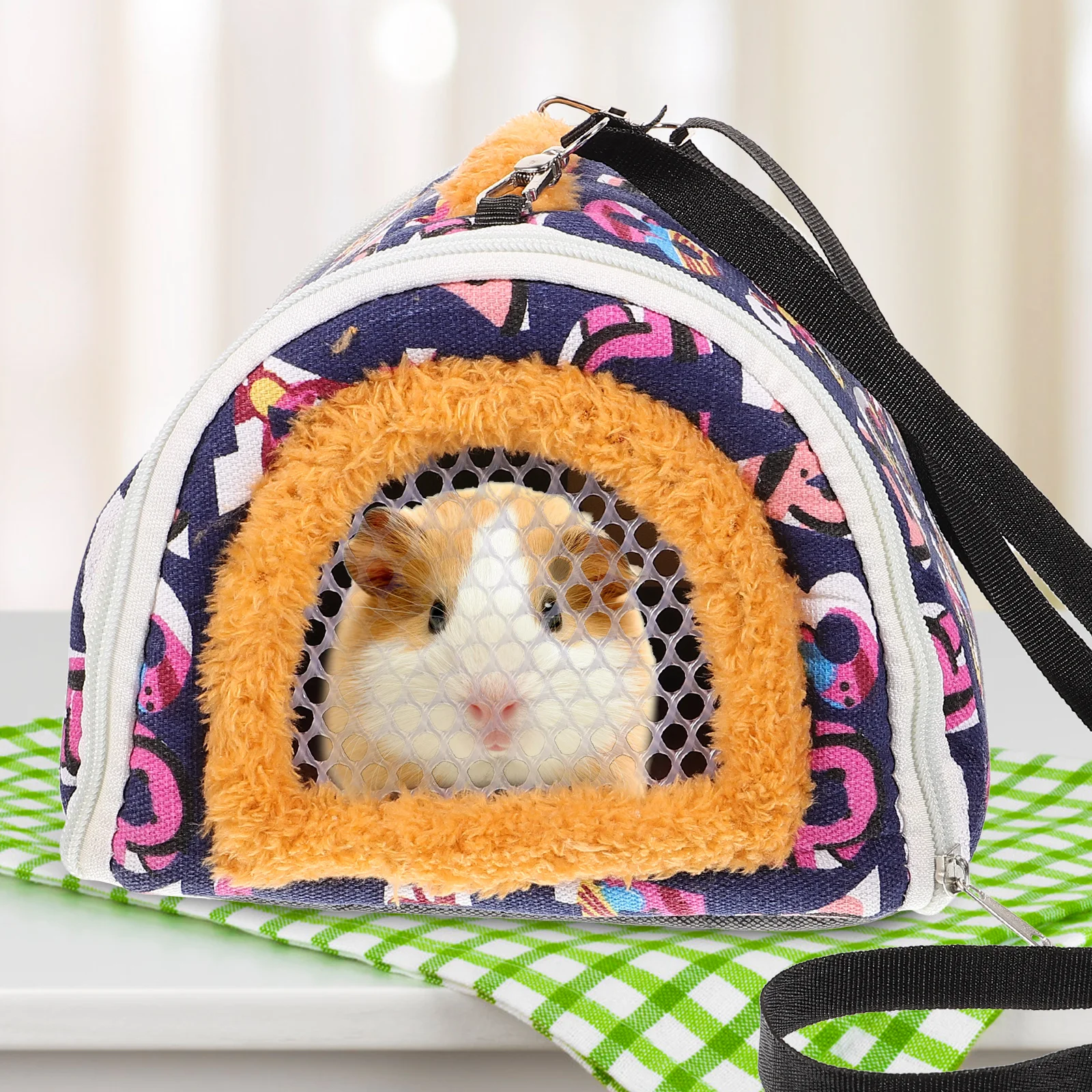 

Hamster Carrier Bag Canvas Portable Travel Breathable Mesh Small Pet Outdoor Carrier for Hamster Guinea Pig Bunny Rat Squirrel