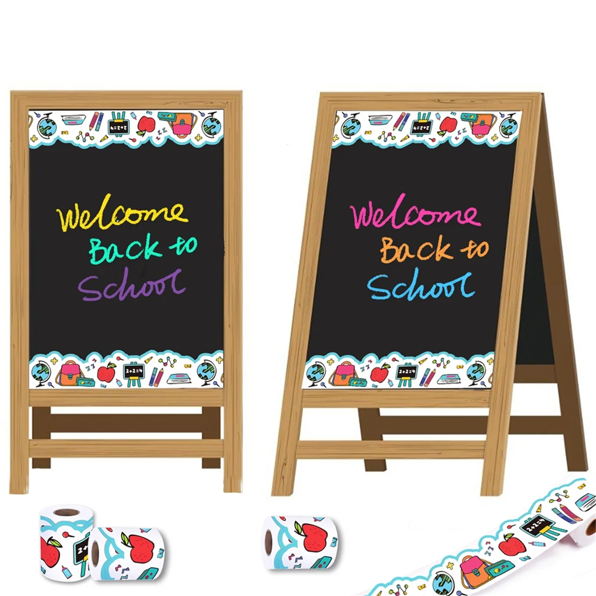 

ABRI_Back to School граница доски объявлений самоклеящаяся зубчатая отделка наклейка 67,9 футов для декора школьного класса белый