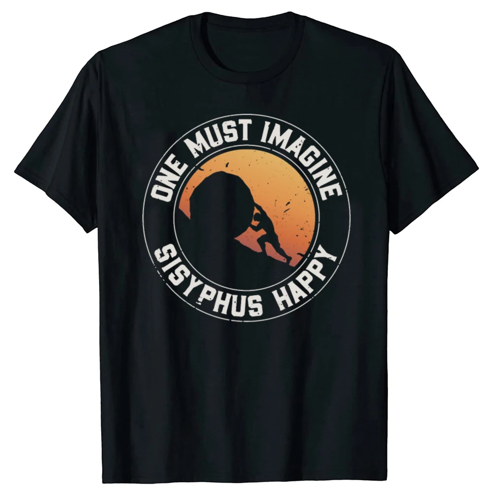 Lustiges T-Shirt mit dem Motiv „Bester Sisyphos Albert Camus Philosophy Push The Stone“ aus Baumwolle, Geschenke für Herren, modisches, lässiges, lockeres, übergroßes T-Shirt – Detail 2