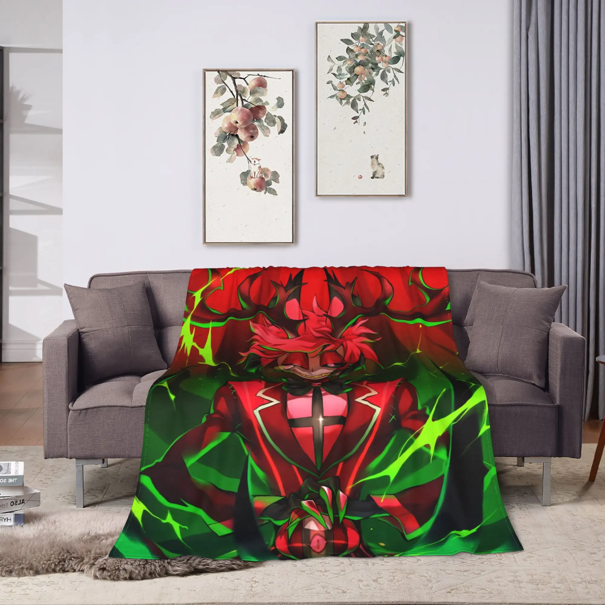 Warm Soft BlanketKids Adult Airplane Travel Vox Alastor Hazbin Hotels Throw Blanket  Flannel Bedspread For Couch Sofa Bed Cover
