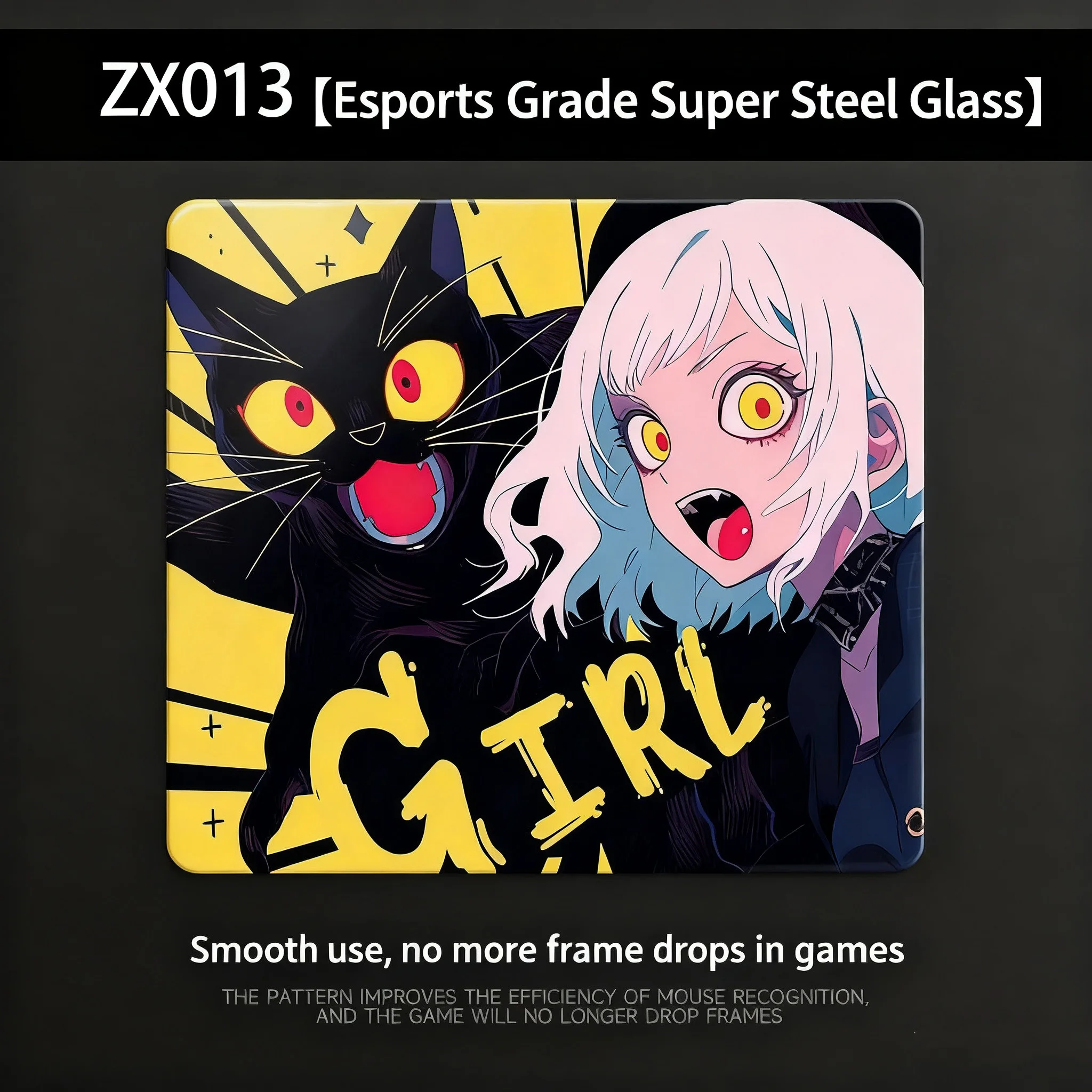 

Anime Figure Glass Gaming Mouse Pad YUME Smooth Frosted Surface Desk Tempered Glass Mouse Pad E-Sports FPS Game Table Mouse Pad