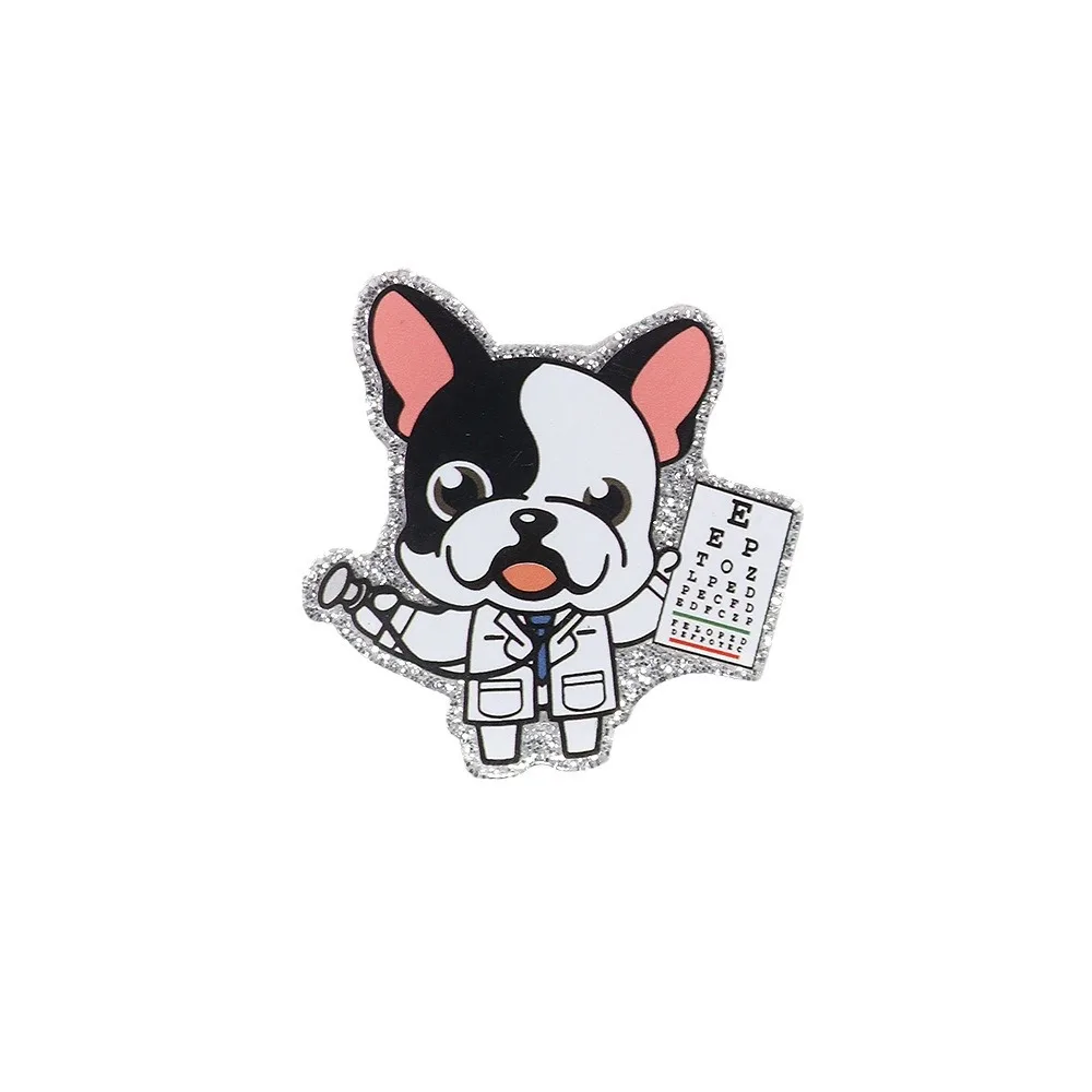 Glitter Acrylic Dog Cat Doctor Dentist Pills Cans Charms Flat Back Epoxy Pedant Fit DIY ID Card Badge Holder Jewelry Making