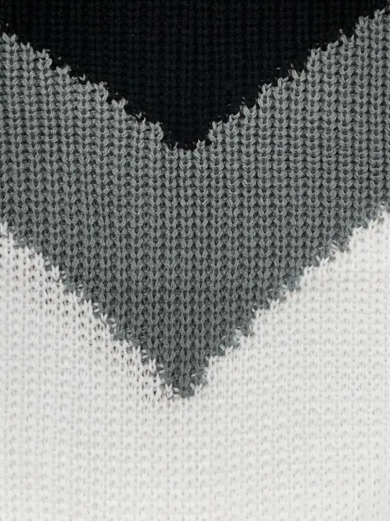 Maglione con scollo a v in acrilico Patchwork vibrante-morbido, ad alta elasticità, dettaglio catena, Pullover Casual a maniche lunghe per donna-perfetto