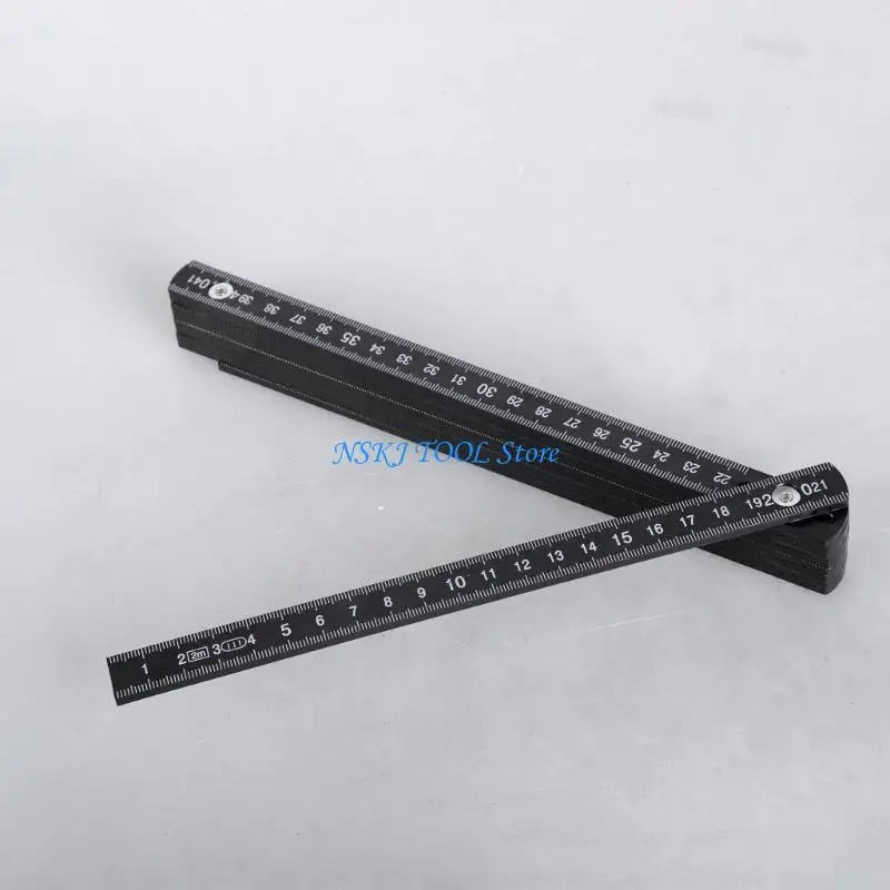 

L8RC Compact 2m Black Folding Measure Ruler With Clear Scale For DIY And Engineering