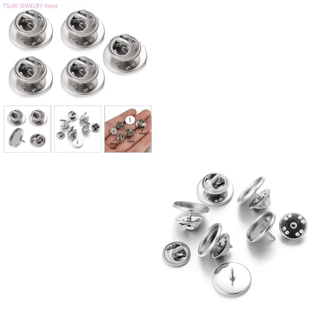 

62KE 5pcs Stainless Steel Butterfly Pin Backs with Tie Tacks Badge Holders Brooch Backings Decorative Lapel Pin Bases