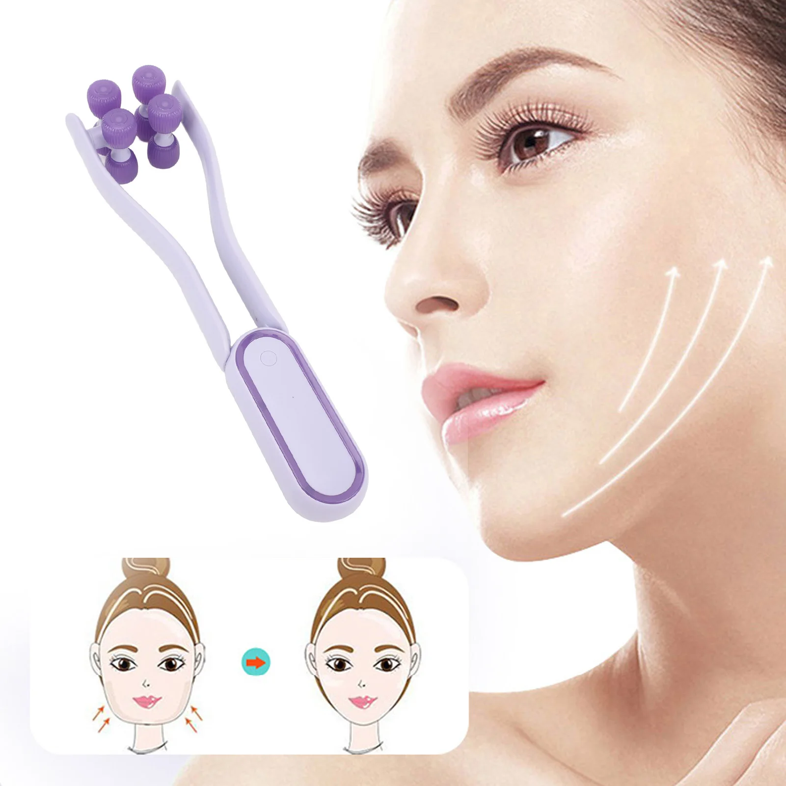 V Face Massager Roller Gentle V Line  Face Tightening Roller Manual Beauty Tool 8 Wheels Skin Care for Double Chin V face Roller