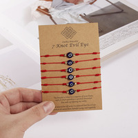 6pcs/set 7 Knots Lucky Friendship Bracelets for Woman Men Turkish Evil Eye Red Black Braided Bracelet Charm Adjustable Jewelry