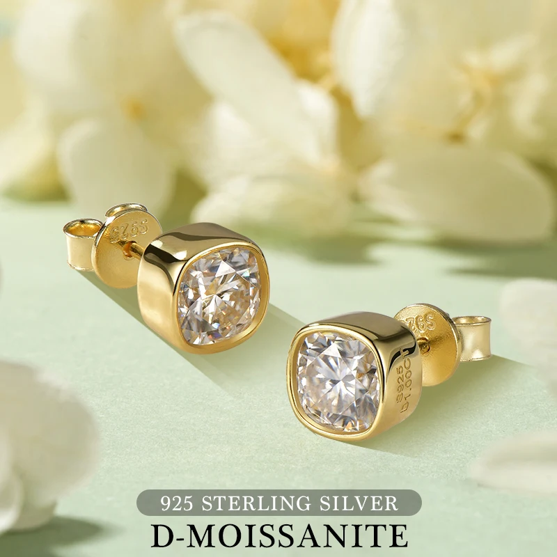 

Серьги-гвоздики квадратной формы D2CTTW 6x6 мм D-цвет пасьянс с муассанитом и бриллиантами для мужчин и женщин, 100% стерлинговое серебро 925, ювелирные изделия для ушей