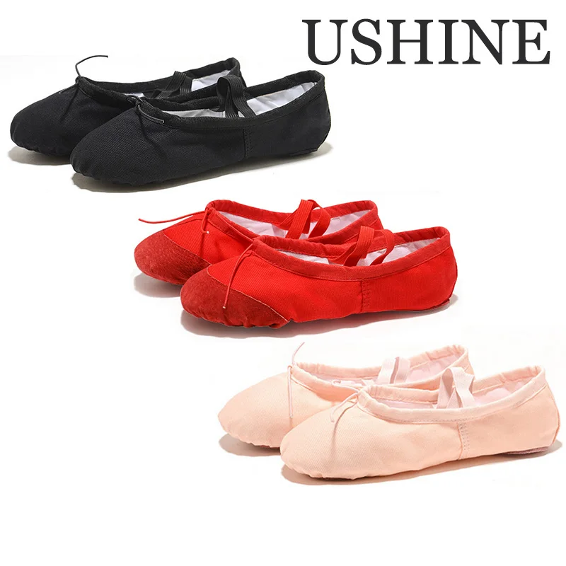 USHINE-zapatillas De Ballet con cabeza De lona plana para hombre y mujer, Zapatos suaves De Punta De Ballet en blanco y negro, Ballet BD, vientre,