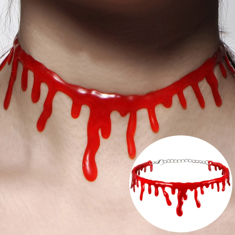 Horror Gothic Blood Chokers Necklace for Women Halloween Decoration Bloody Necklace Collar Necklace Party Fashion Jewerly Gifts