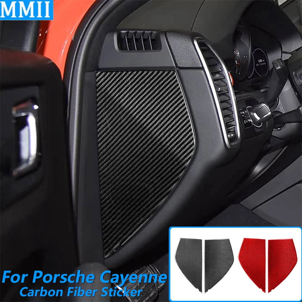 

For Porsche Cayenne 9Y0 9YA 9YB E3 2018-2023 Carbon Fiber Dashboard Side Front Slot Panel Trim Cover Car Accessories Sticker